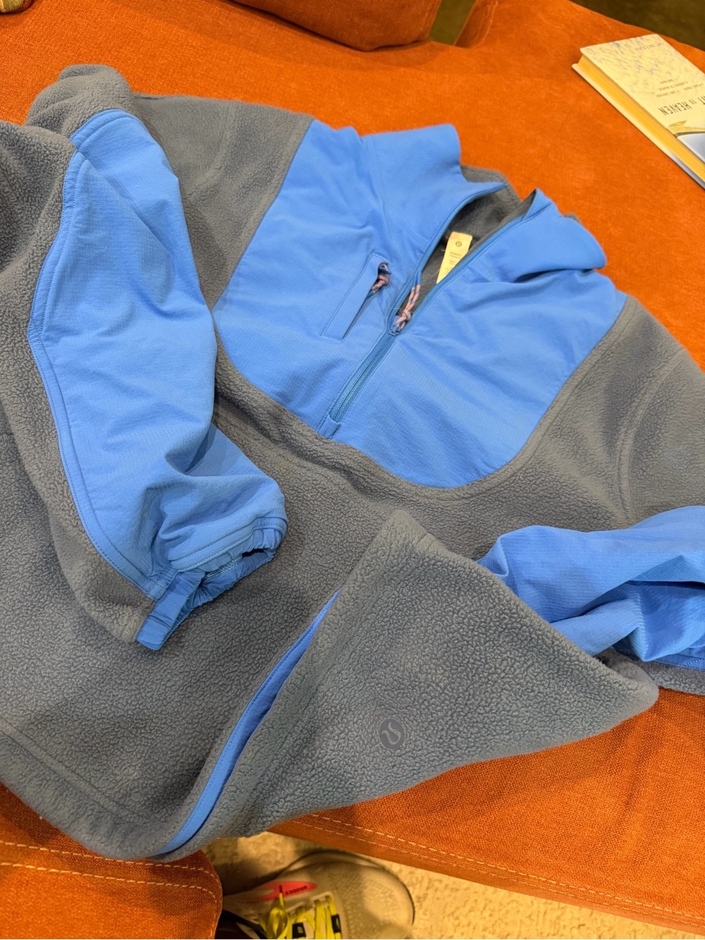 lululemon athletica Blue and Gray Half-Zip Fleece Pullover